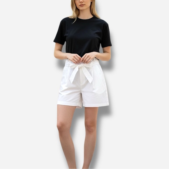 INC International Concepts Pants - 🌸New🌸 Inc Women’s Belted High Rise Shorts Size 16 Stretch Ivory NWT